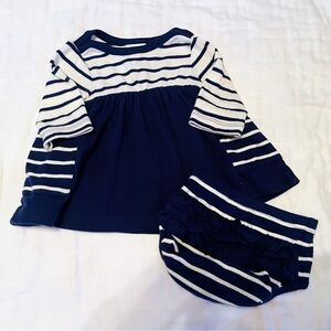 Hanna Andersson Navy and White Striped Baby Set